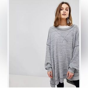 WE THE FREE Oversized “so fresh top” Grey Waffle Knit | Small